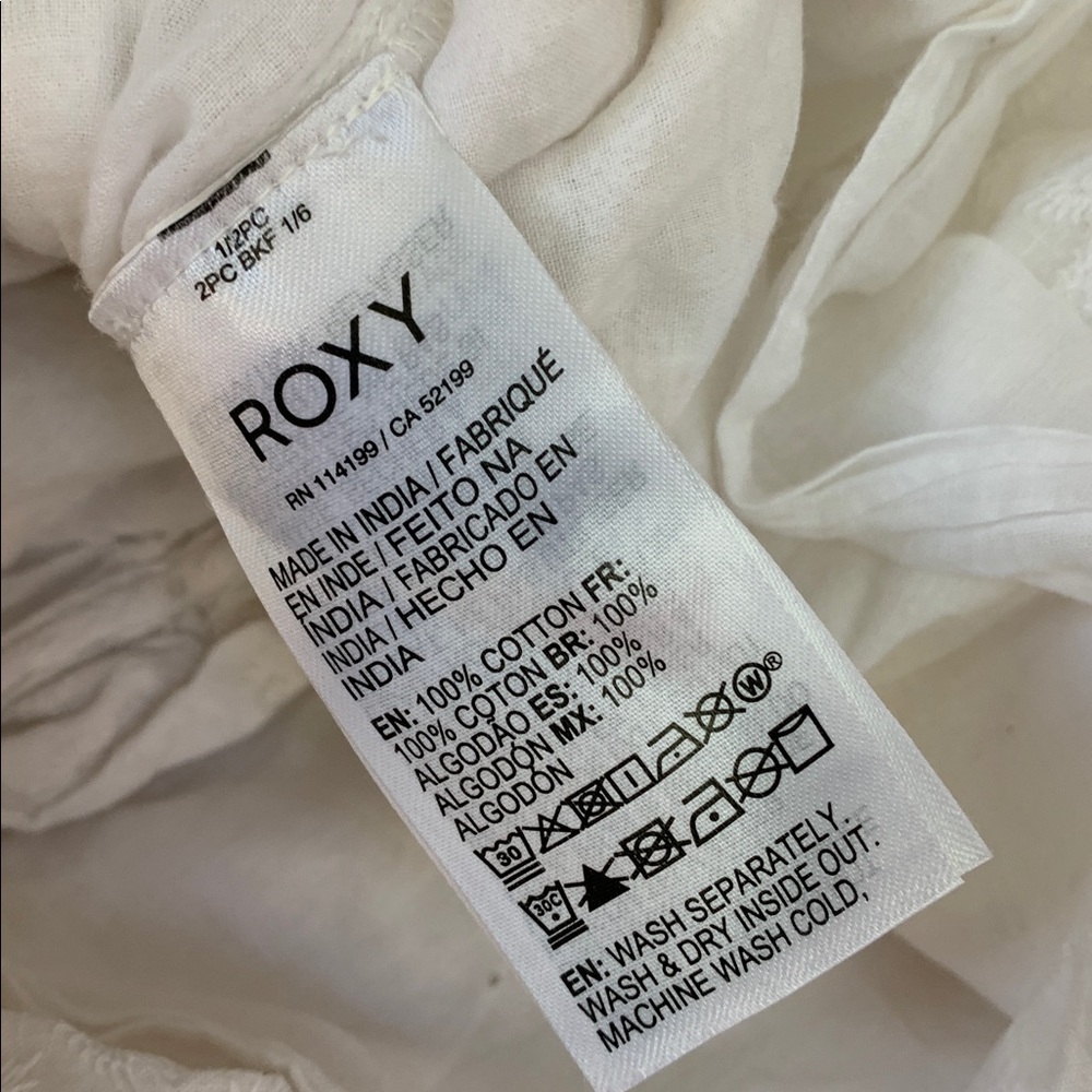 Roxy White Textured Embroidered Button-Down Shirt… - image 6